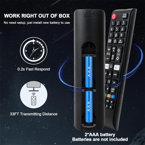 New BN59-01315D Replaced Remote Fit for Samsung Series 7 RU7100 4K UHD TV UA43RU7100 UA49RU7100 UA50RU7100 with Shortcut Button - Black