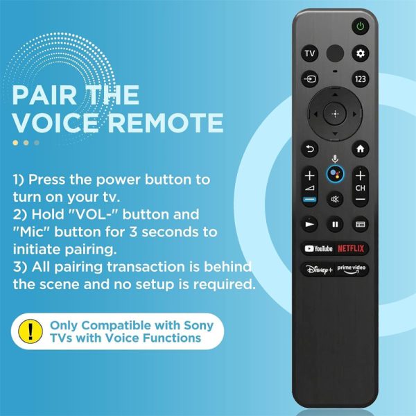 New Sony RMF-TX800U Replacement Remote Control With Sony 4Κ 8K HD TV- Black