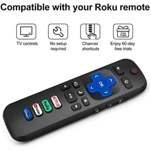 Universal ROKU TV Replacement Remote Control With NetflixHuluYouTube Shortcut Buttons - Black