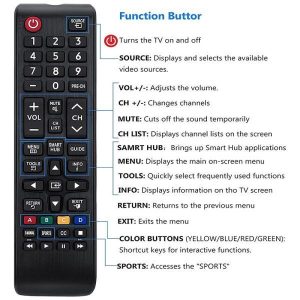 Remote Control For Samsung TV, BN59-01175N TV Remote Control Compatible with Samsung TV Model
