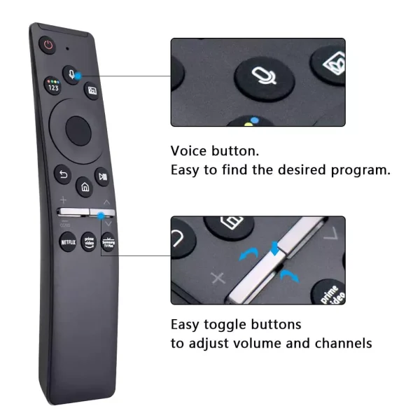 For Samsung Smart TV BN59-01312A Universal Replacement Remote Control with Netflix Prime Hulu Shortcut Keys - Black